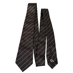 Armani Collezioni Silk Tie Black And White Stripe Men's Necktie Made in Itally